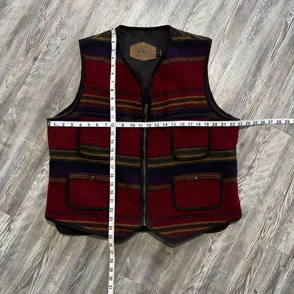 Woolrich Southwestern Wool Zip Vest Burgundy USA M - Picture 7 of 9